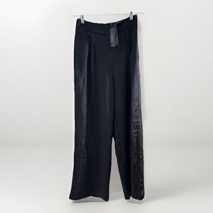 Banana Republic Wide Leg Black Satin Pants Size 4 Womens Dress Pants